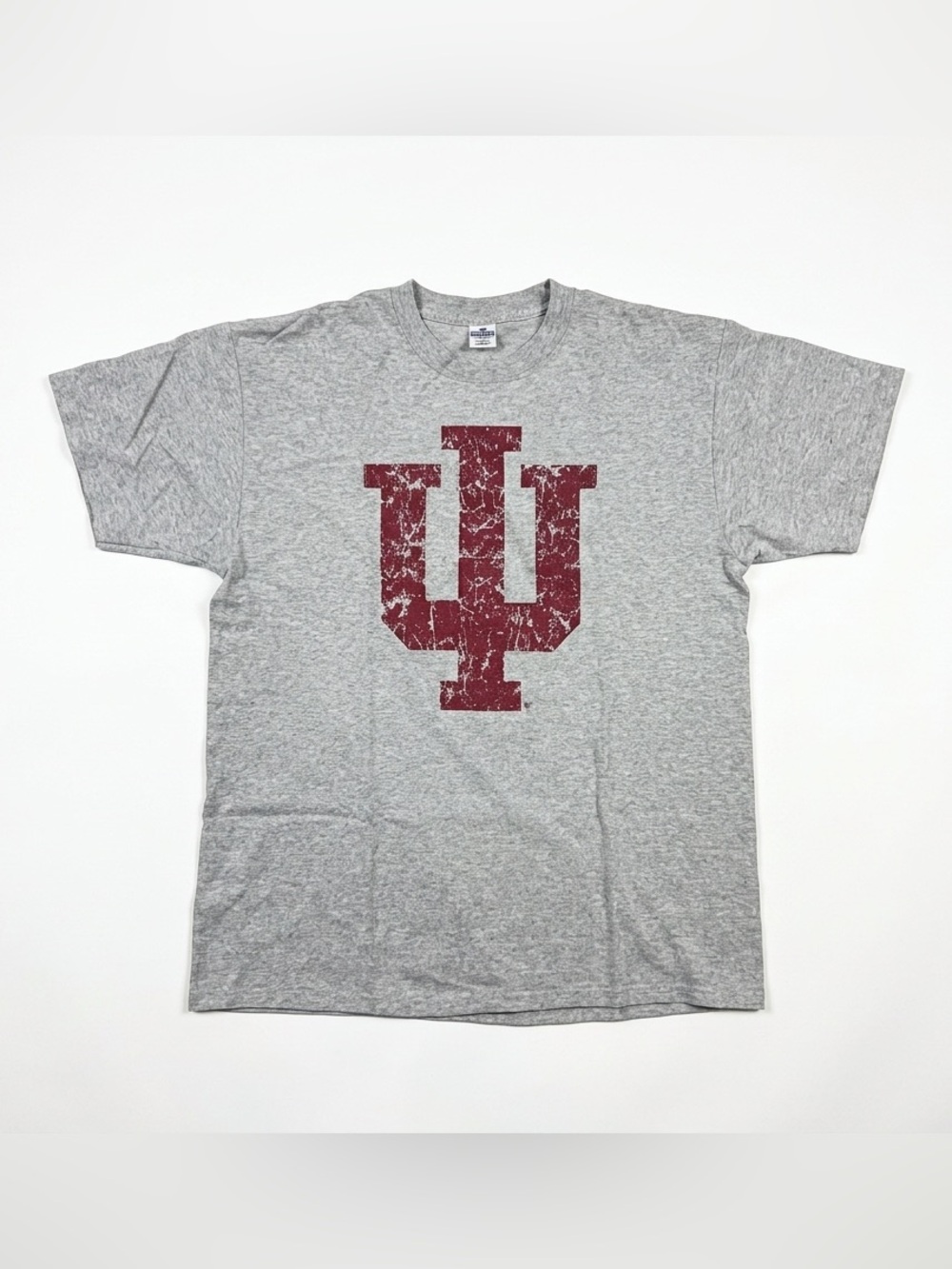 Anvil Gray Short-Sleeve Tee with Distressed Crimson Logo